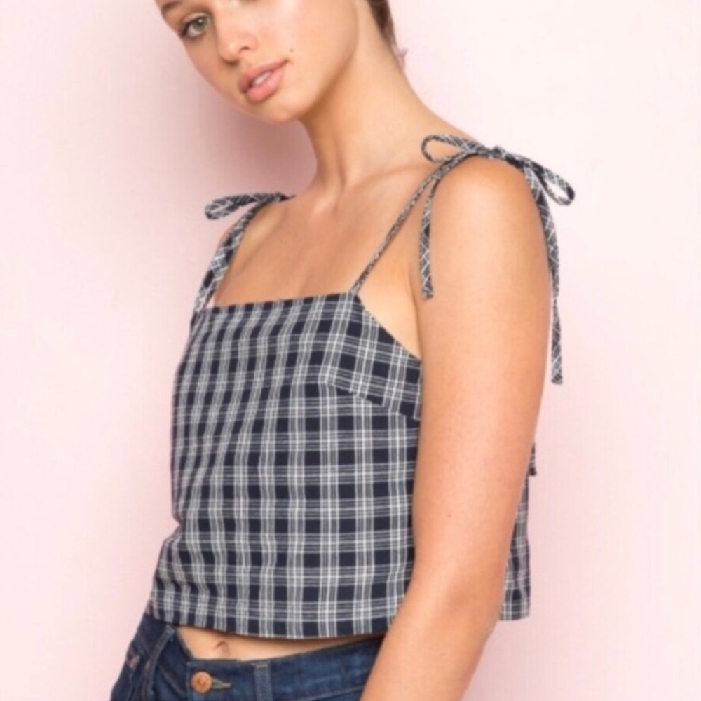 Brandy Melville Plaid Tank w/Tie Straps RARE